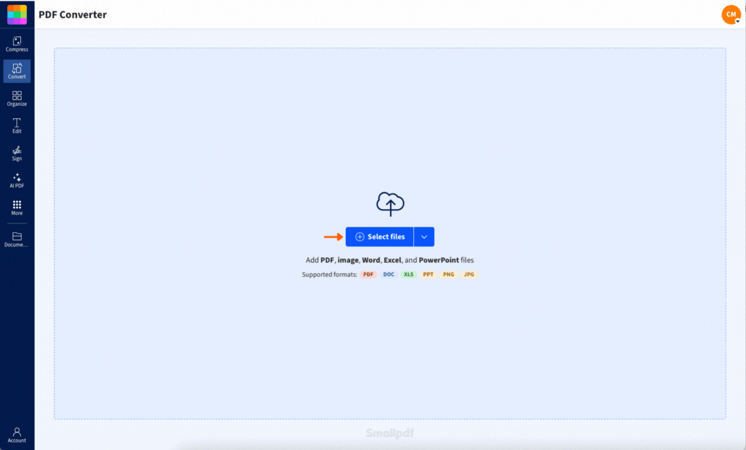 Creating a PDF fast and free with Smallpdf