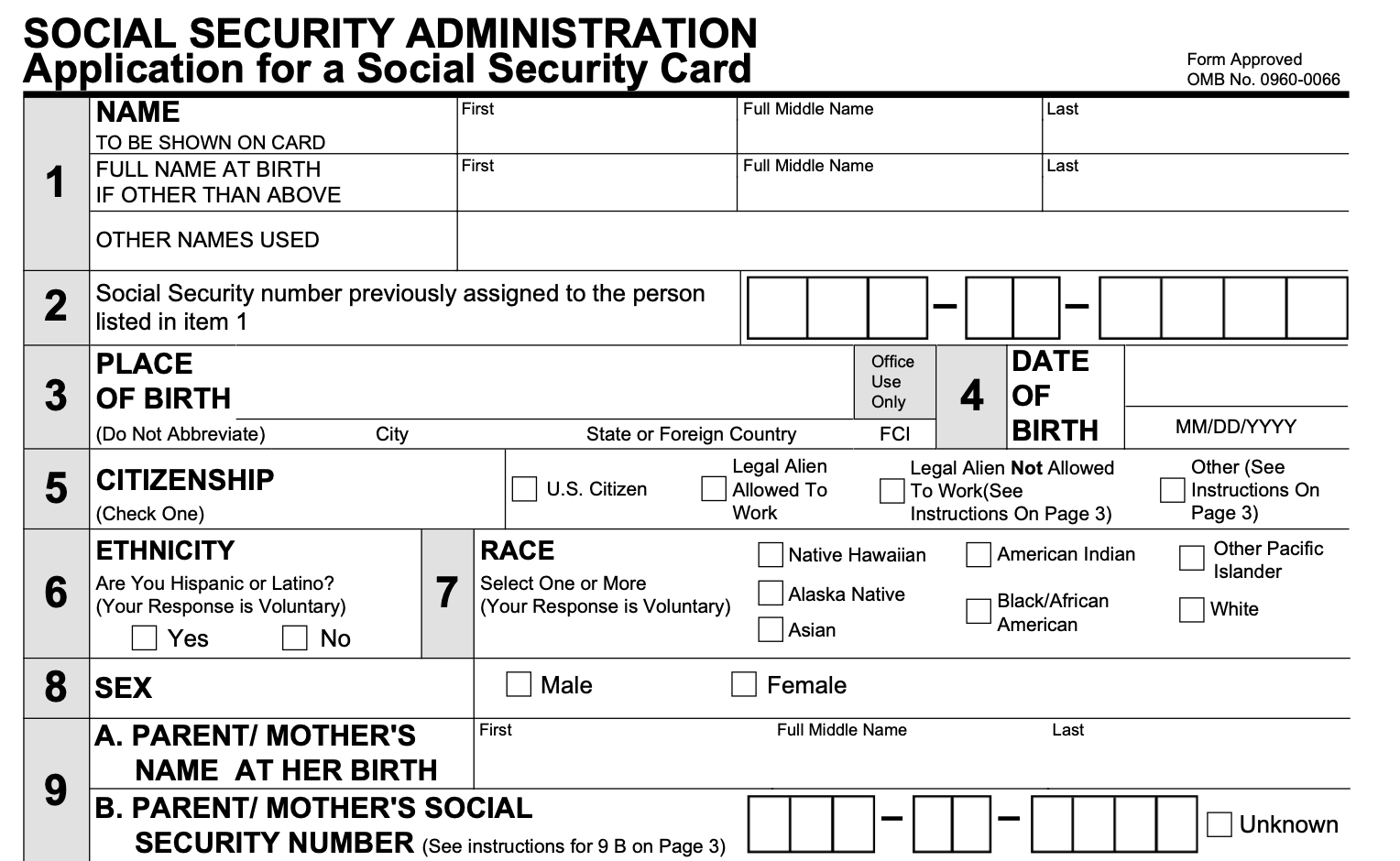 Form SS-22 - Social Security Card Replacement Form  Smallpdf For Social Security Card Template Pdf