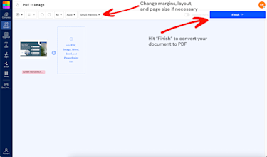 Interface of the PDF maker for turning Microsoft documents and images to PDF