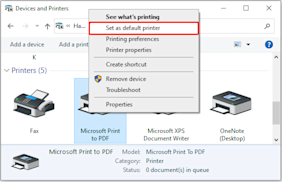 Set It as the Default Printer  Open Control Panel > Devices and Printers.  Right-click on Microsoft Print to PDF, select Set as default printer.