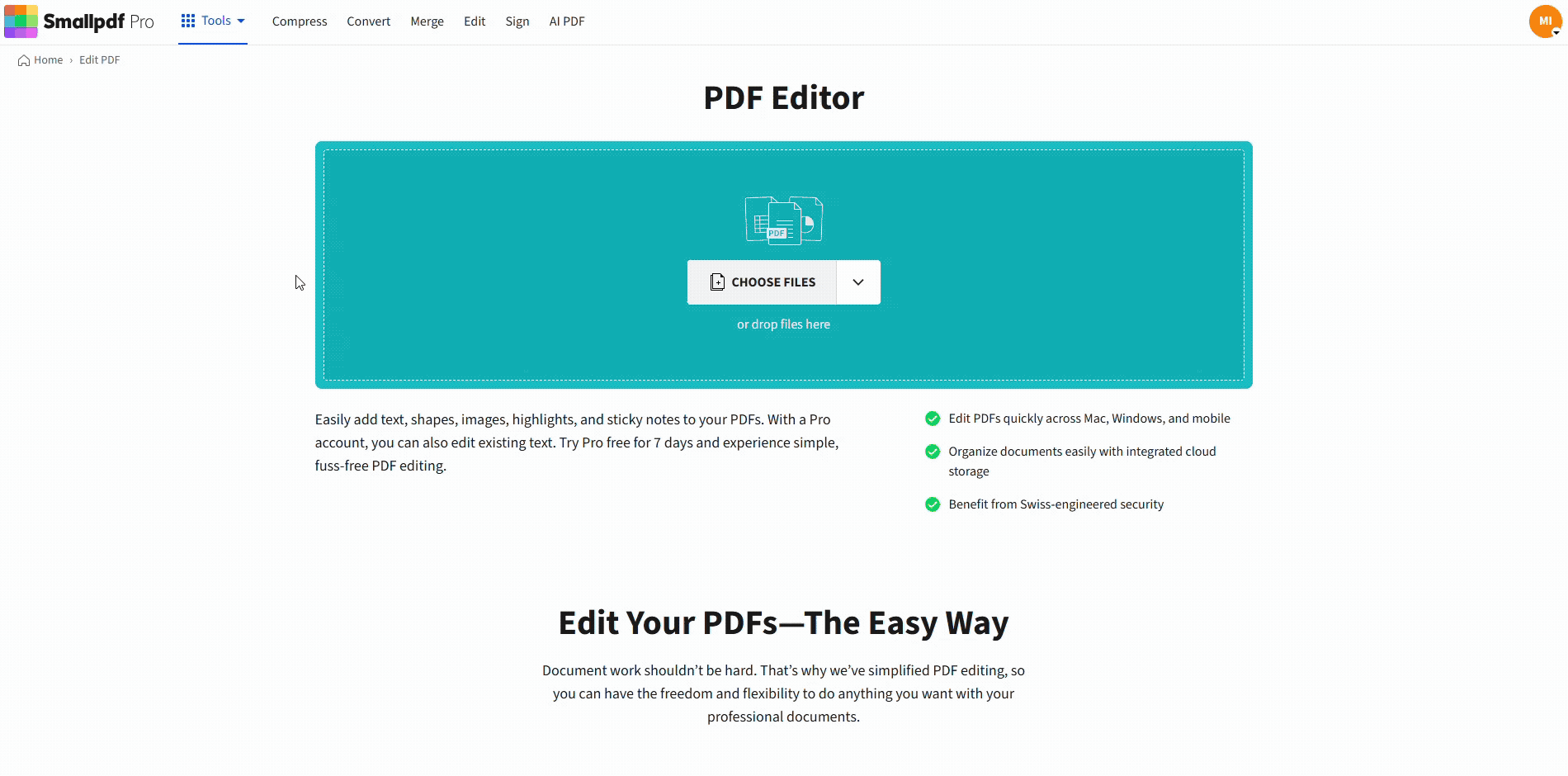 Add a signature image to your PDF using Smallpdf