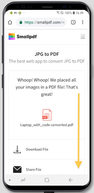 jpg to pdf on android - share file 