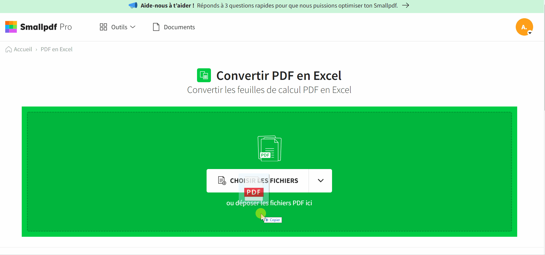 2021-12-10 - Convertir un PDF en Excel en ligne, sans e-mail - outil PDF en Excel