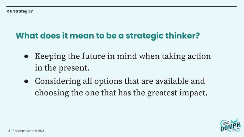Image of a portion of a slide presentation about strategic thinking