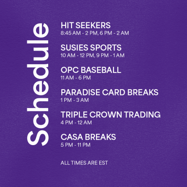 Schedule of Black Friday Sponsored Breaks, beginning with Hit Seekers at 8:45 AM EST