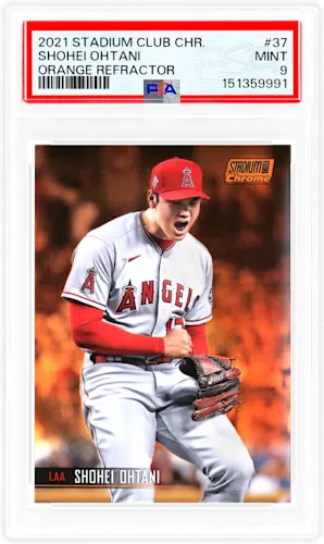 2021 TOPPS STADIUM CLUB CHROME ORANGE REFRACTOR #37 SHOHEI OHTANI 16/25 PSA 9