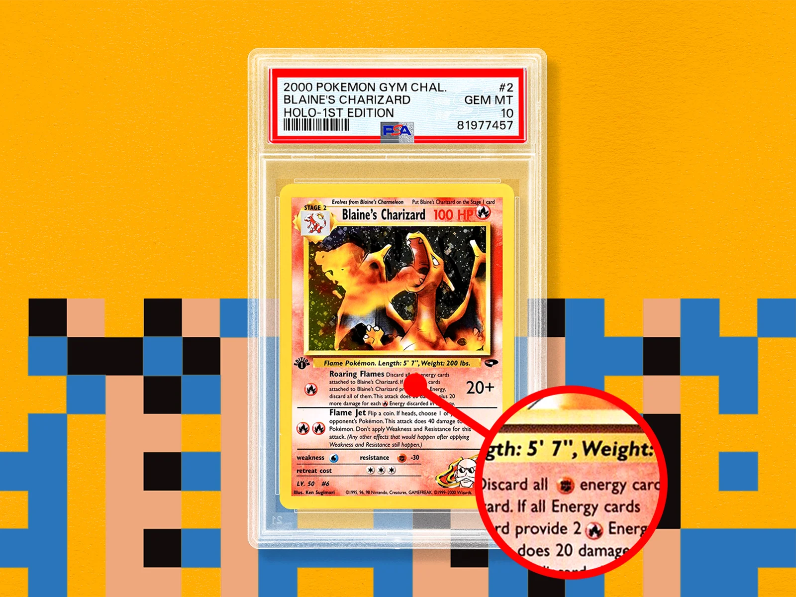 PSA annotated Blaine's Charizard Fighting Energy