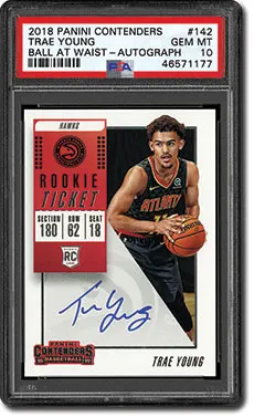 2019 NBAカード Trae Young サイン 10シリ Trae Young 2018-19 Panini Threads Autograph Rookie Card #103 PSA 9