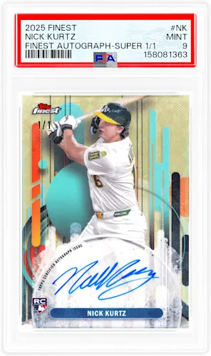 2025 TOPPS FINEST AUTO SUPERFRACTOR #NK NICK KURTZ ROOKIE RC 1/1 PSA 9