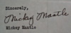 Mickey Mantle Secretarial Signature