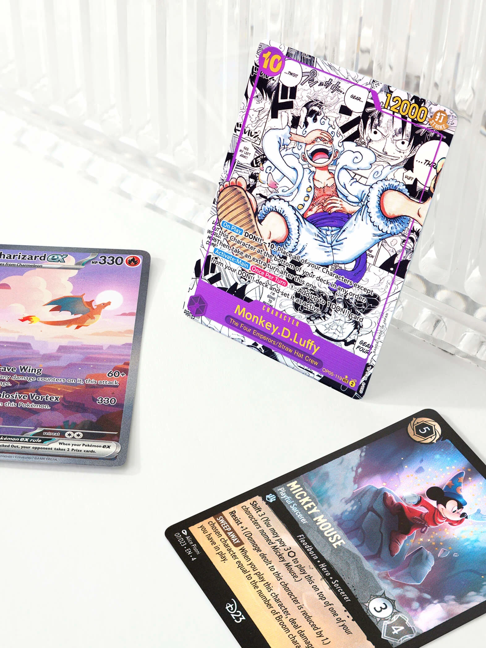 One Piece, Pokemon and Lorcana Cards