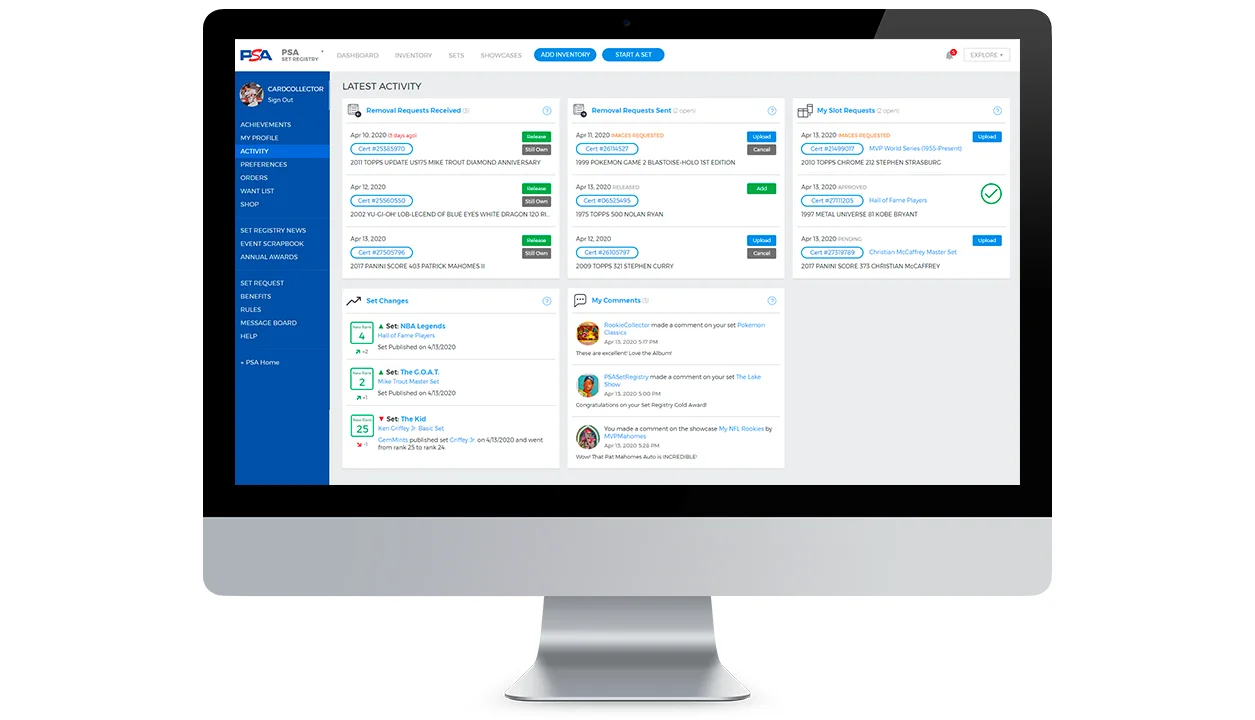 PSA Set Registry Launches Revamped Activity Page and Unveils ‘Phase 5 ...