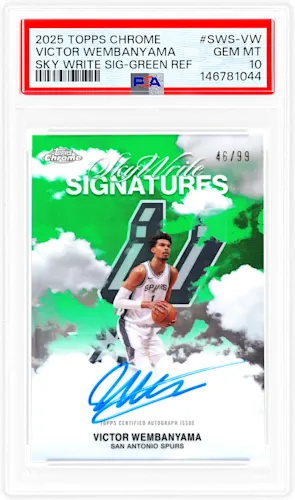 2025 TOPPS CHROME SKY WRITE SIGNATURES VICTOR WEMBANYAMA 46/99 PSA 10 AUTO
