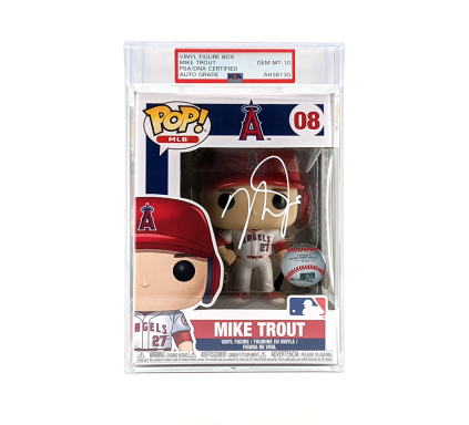 PSA-certified and encapsulated Mike Trout autographed Funko POP! vinyl figure box.