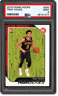 Trae Young PSA9 2018 RCカード　トレイヤング 2018-19 Panini Status Trae Young Rookie Card #192 Hawks Hot