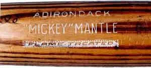 Mickey Mantle game-used white letter Adirondack bat fromt he 1950s