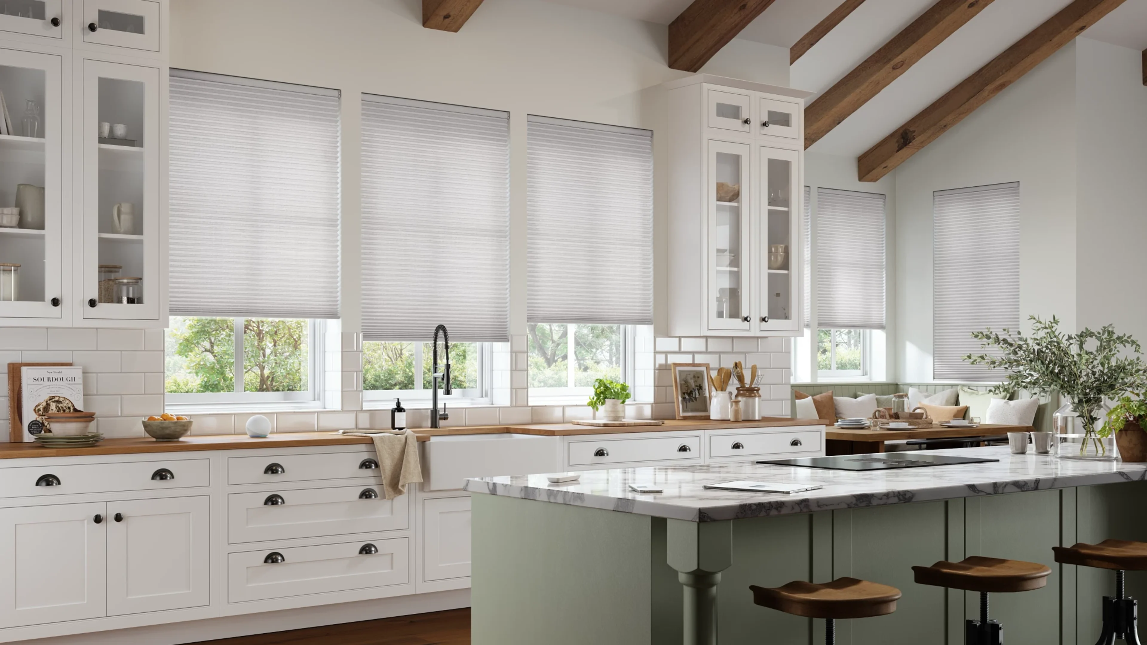 Kitchen Shades For Large Windows EcoSmart Insulating Cellular Window