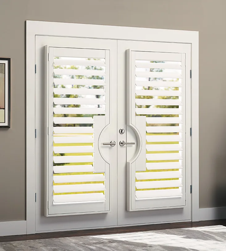 French patio door with french door cut-out shutters.