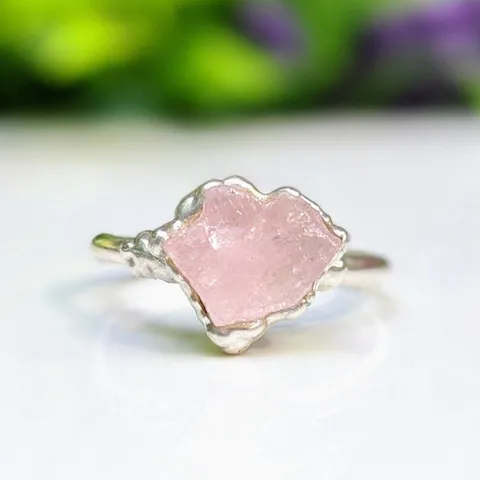 Raw pink Morganite ring