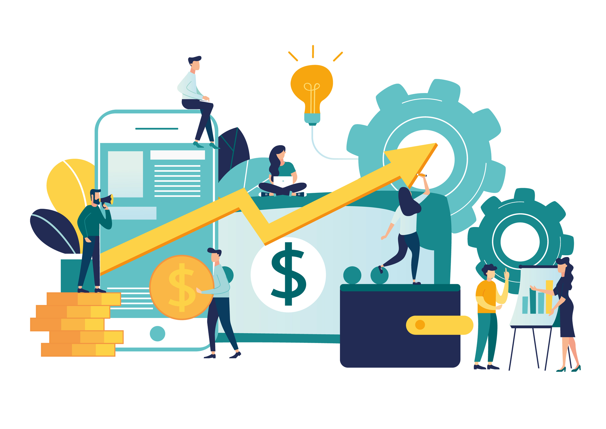 Blue illustration of a denver marketing agency