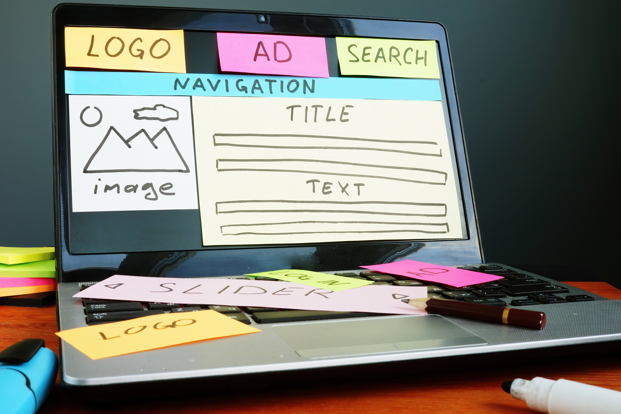 Screen showing visual elements of UI design