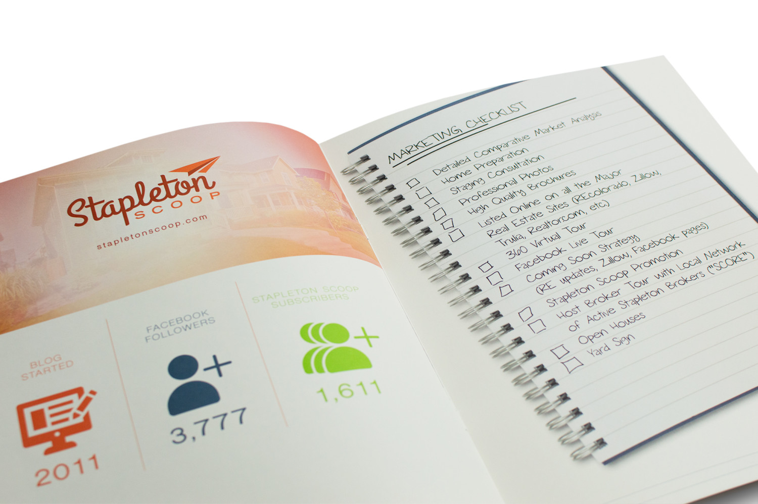 Focus Real Estate – Selling In Stapleton Packet Stapleton Scoop and Marketing Checklist Spread