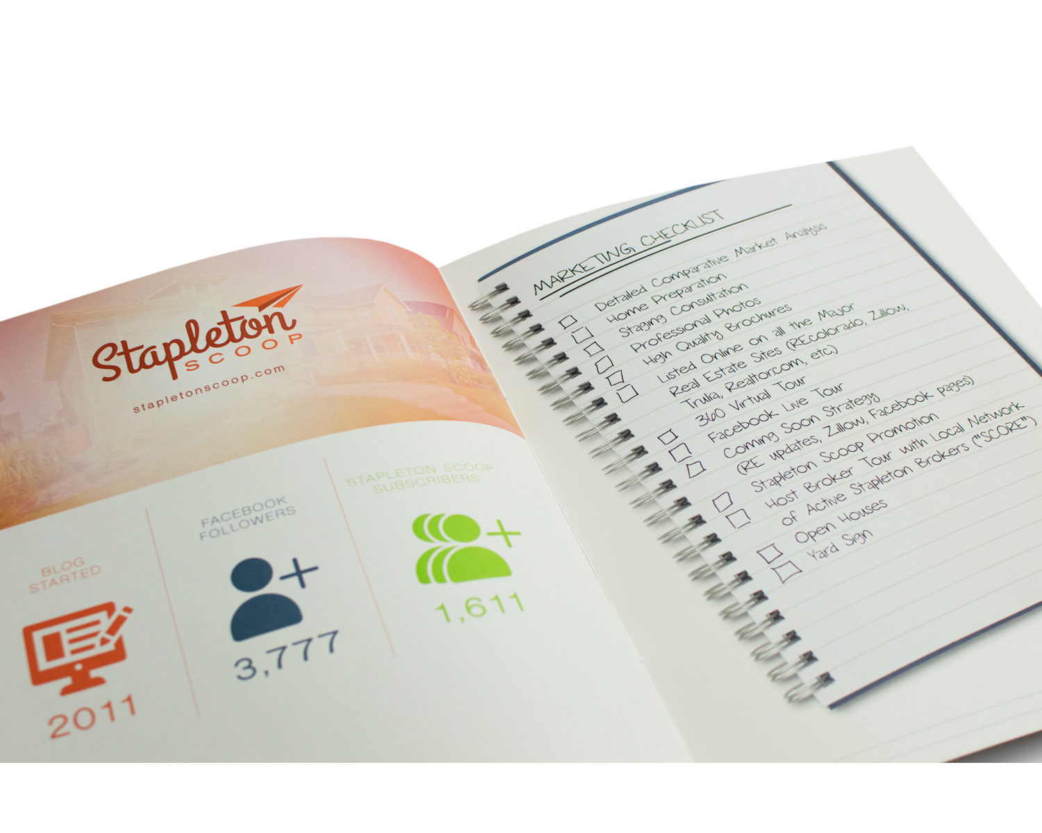 Focus Real Estate – Selling In Stapleton Packet Stapleton Scoop and Marketing Checklist Spread