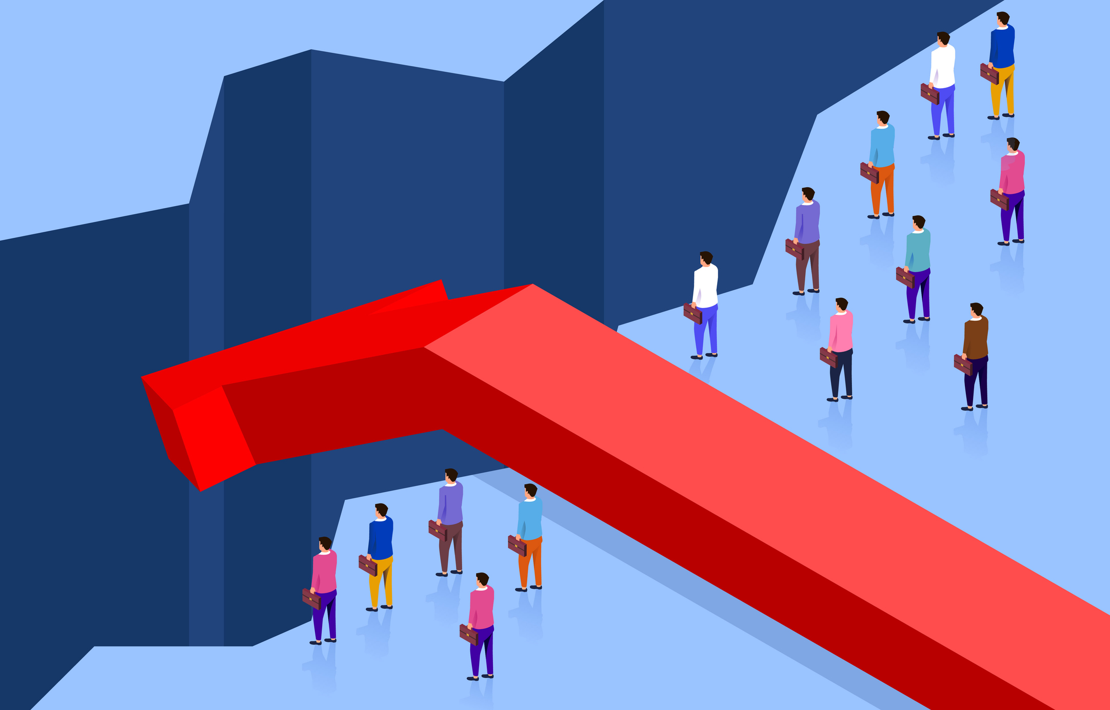 red arrows falls into crack