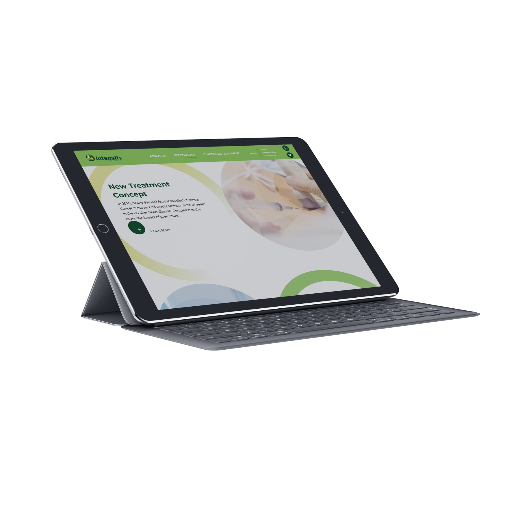 Intensity Therapeutics website on tablet