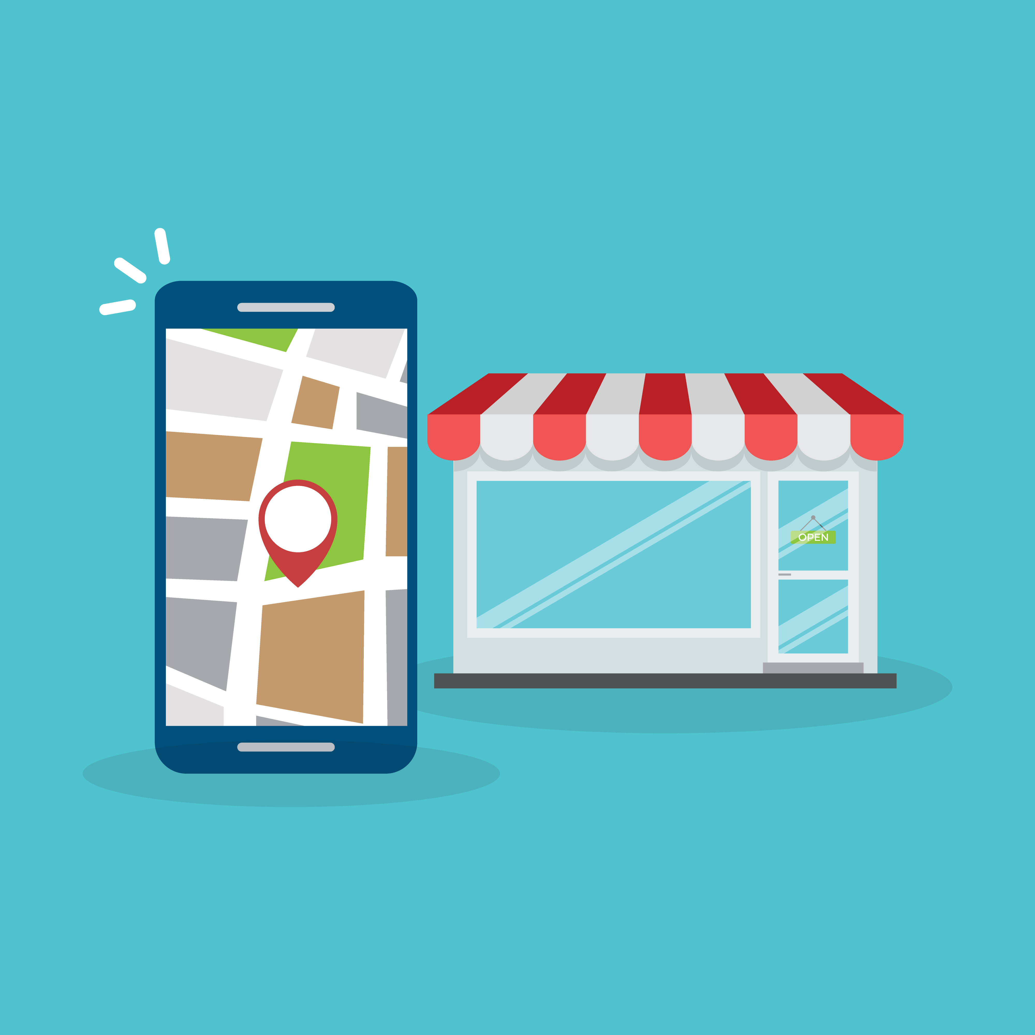 A local SEO graphic showing a store