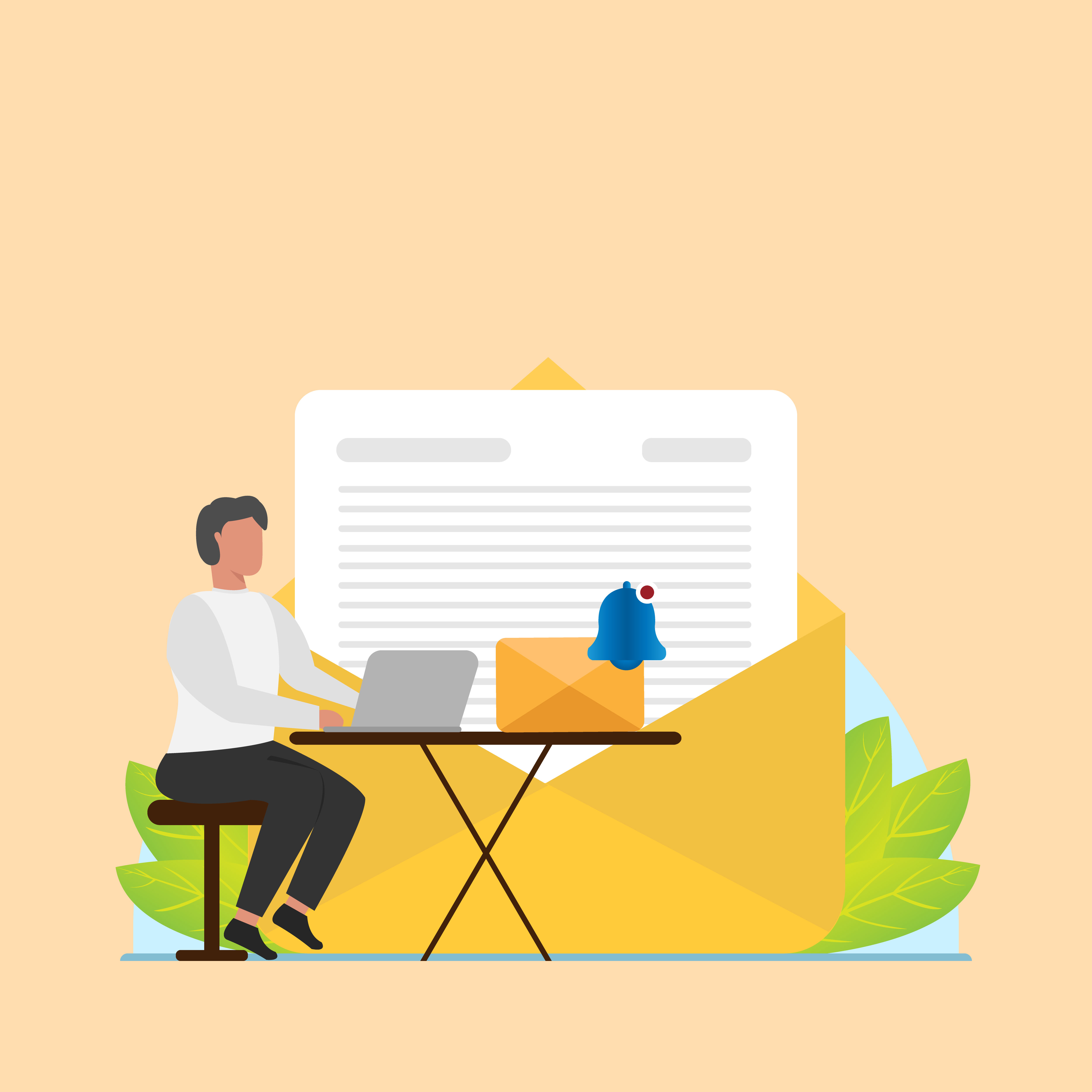 illustration of a person checking email KPIs