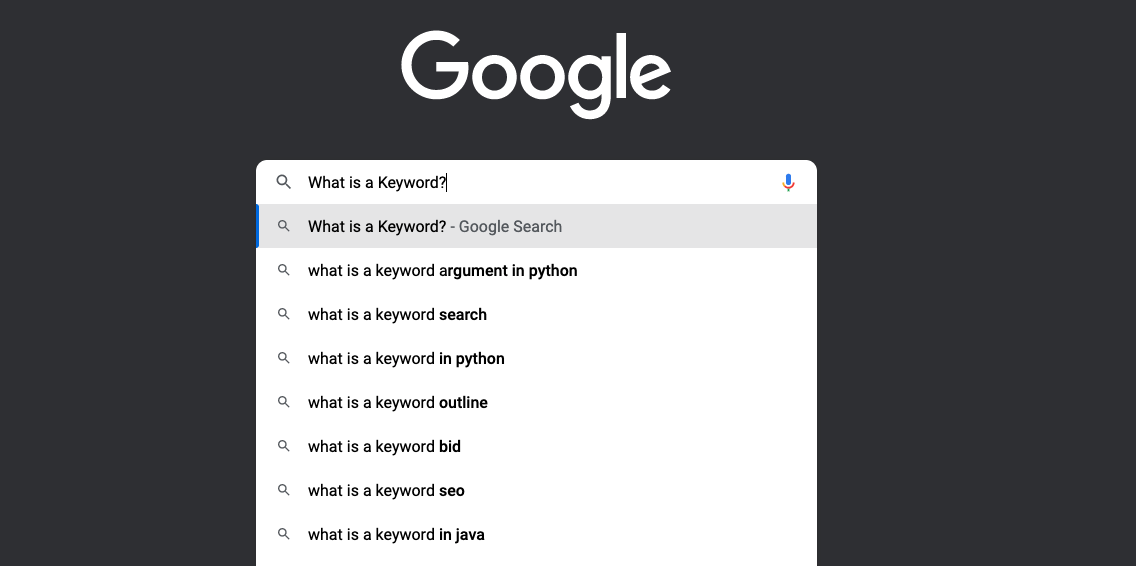 Image of a Google Search: "What is a keyword?"