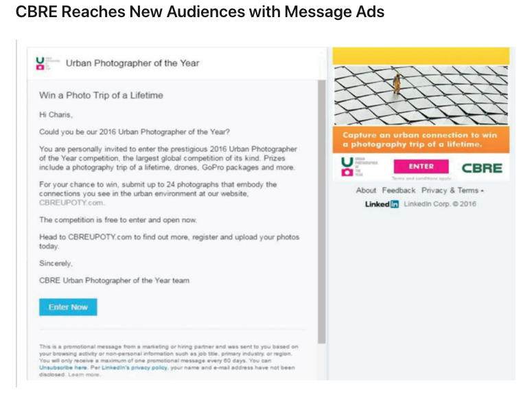 Example of Sponsored Content Inbox Ad LinkedIn | Watermark