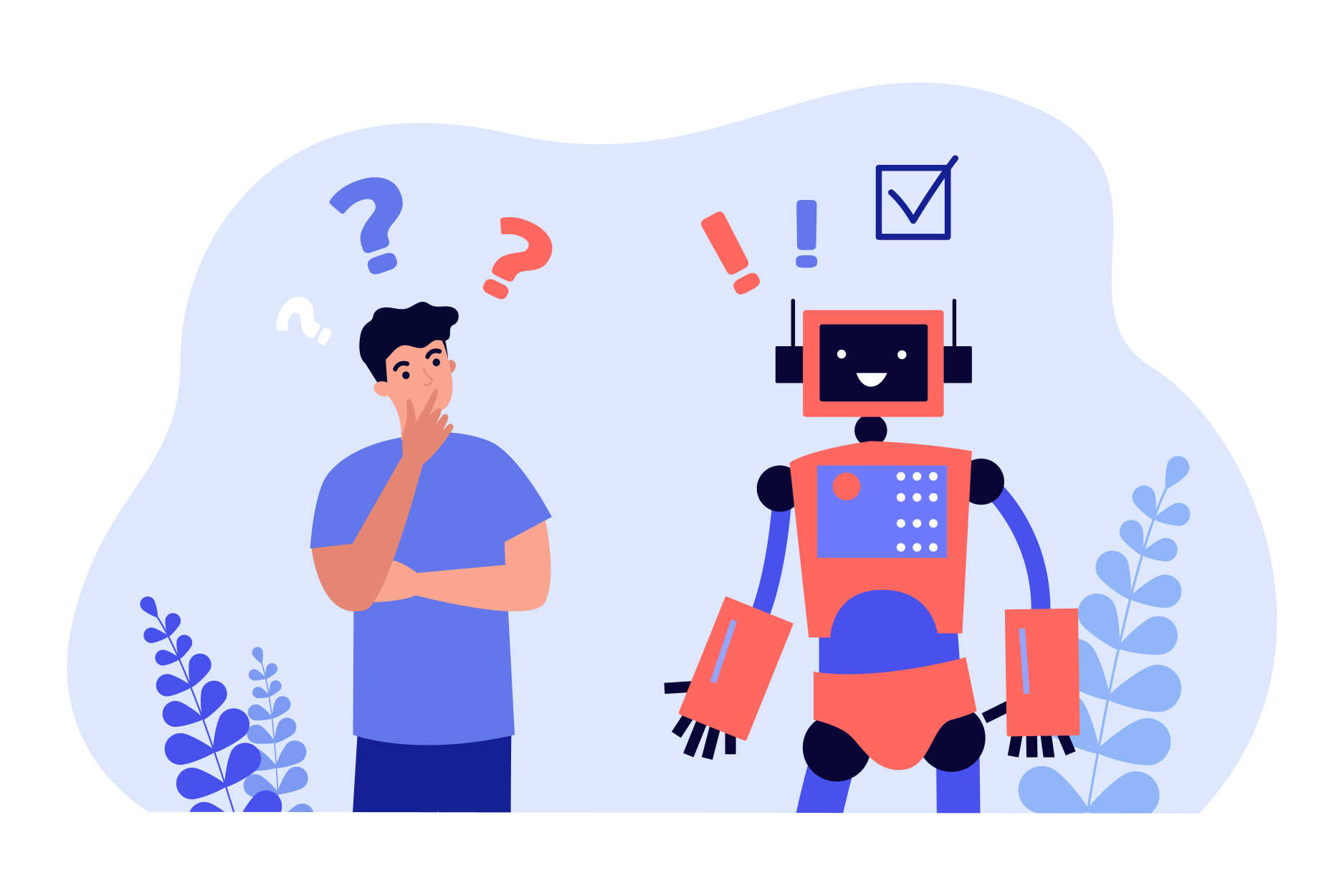 Image of a robot answering a human’s question: What is Inbound marketing automation and why should you use it?