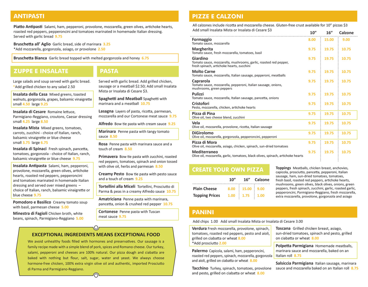 Mici Handcrafted Italian – Menu 1