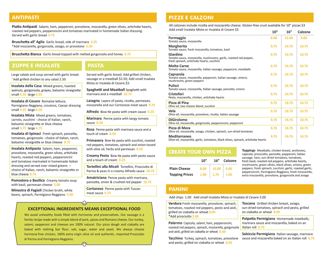 Mici Handcrafted Italian – Menu 1