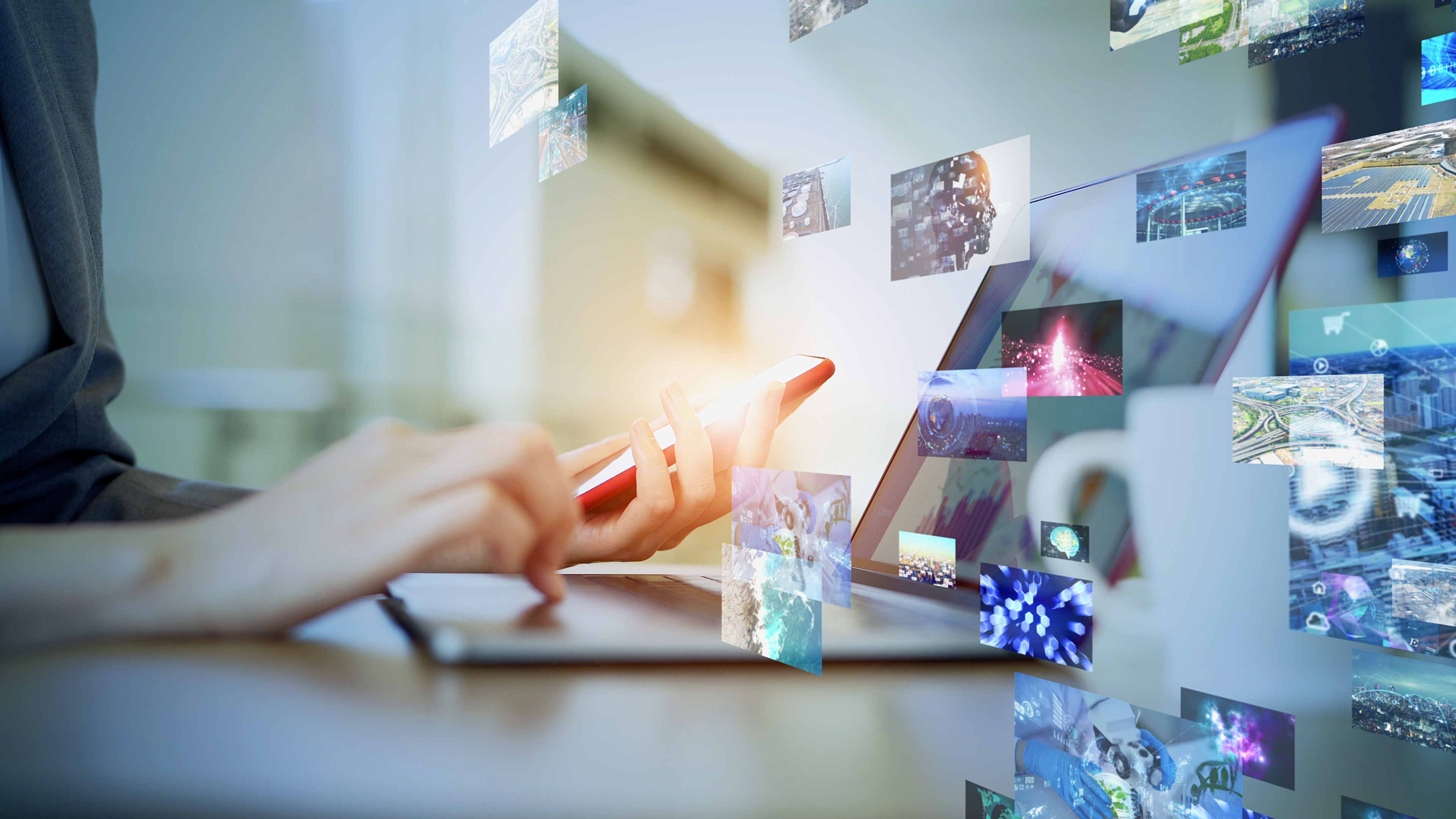 Visual contents concept. Social networking service | Watermark