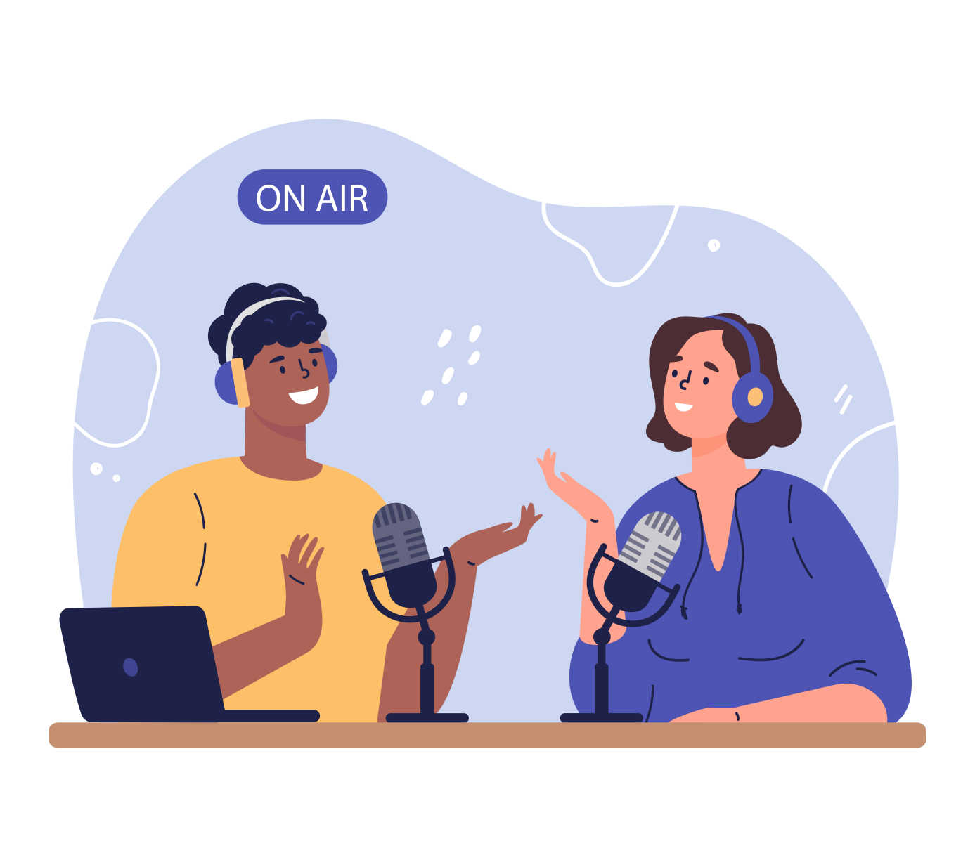 Illustration of ‘On Air’ Podcasting.