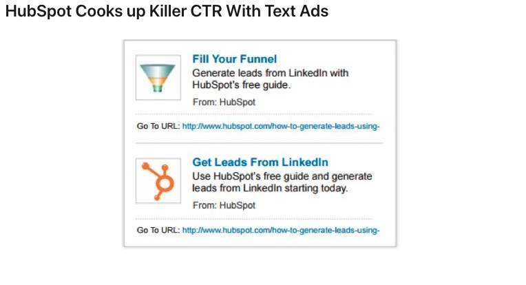 Screen Shot of a HubSpot Text ad on LinkedIn | Watermark