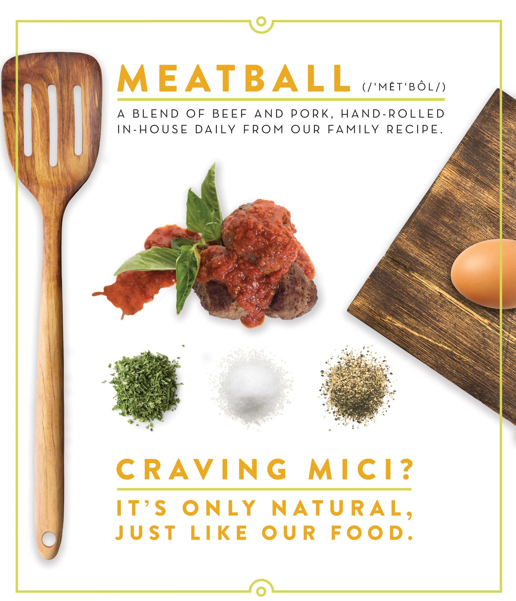 Mici Handcrafted Italian – Meatball Sign