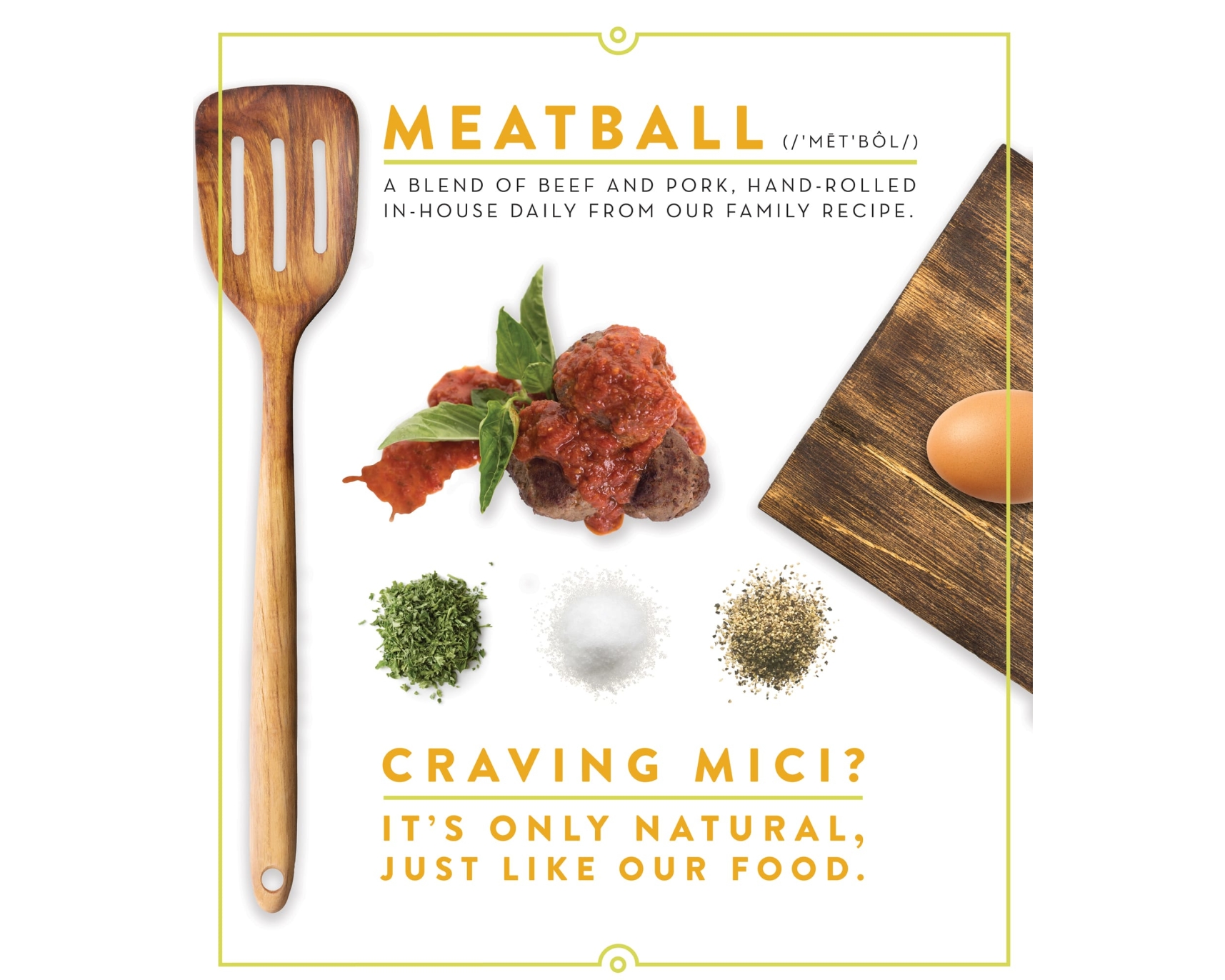 Mici Handcrafted Italian – Meatball Sign
