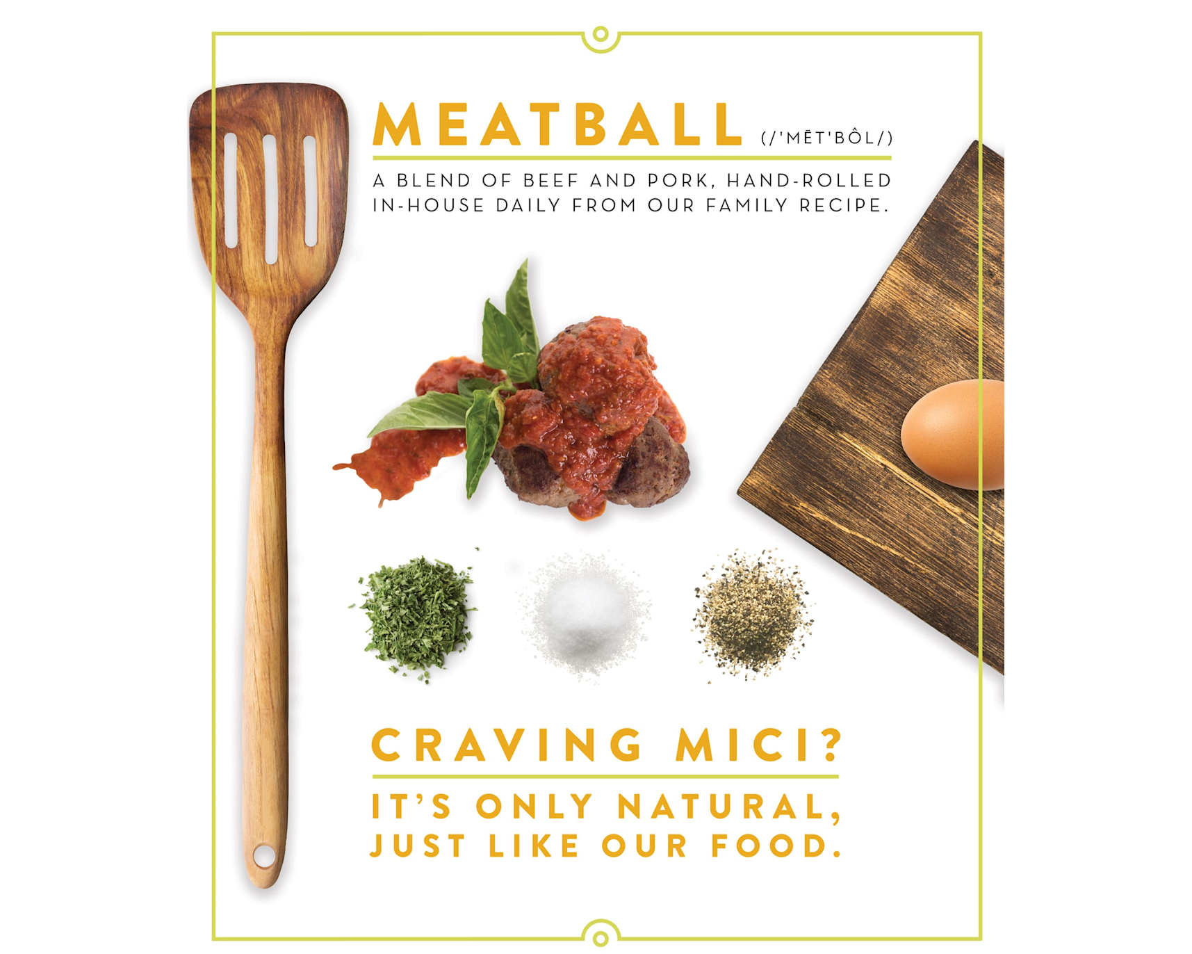 Mici Handcrafted Italian – Meatball Sign