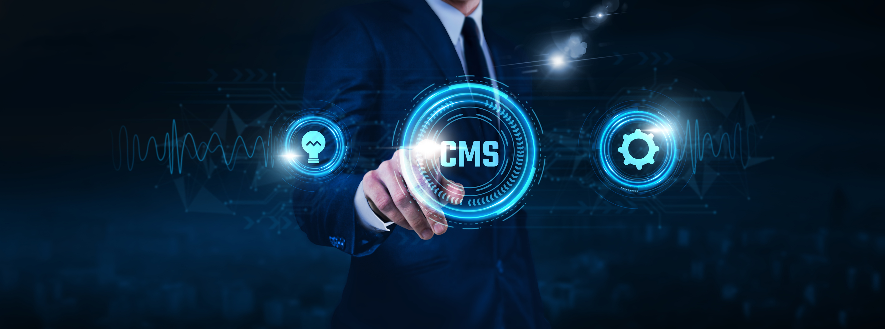 A graphic representing a content management system