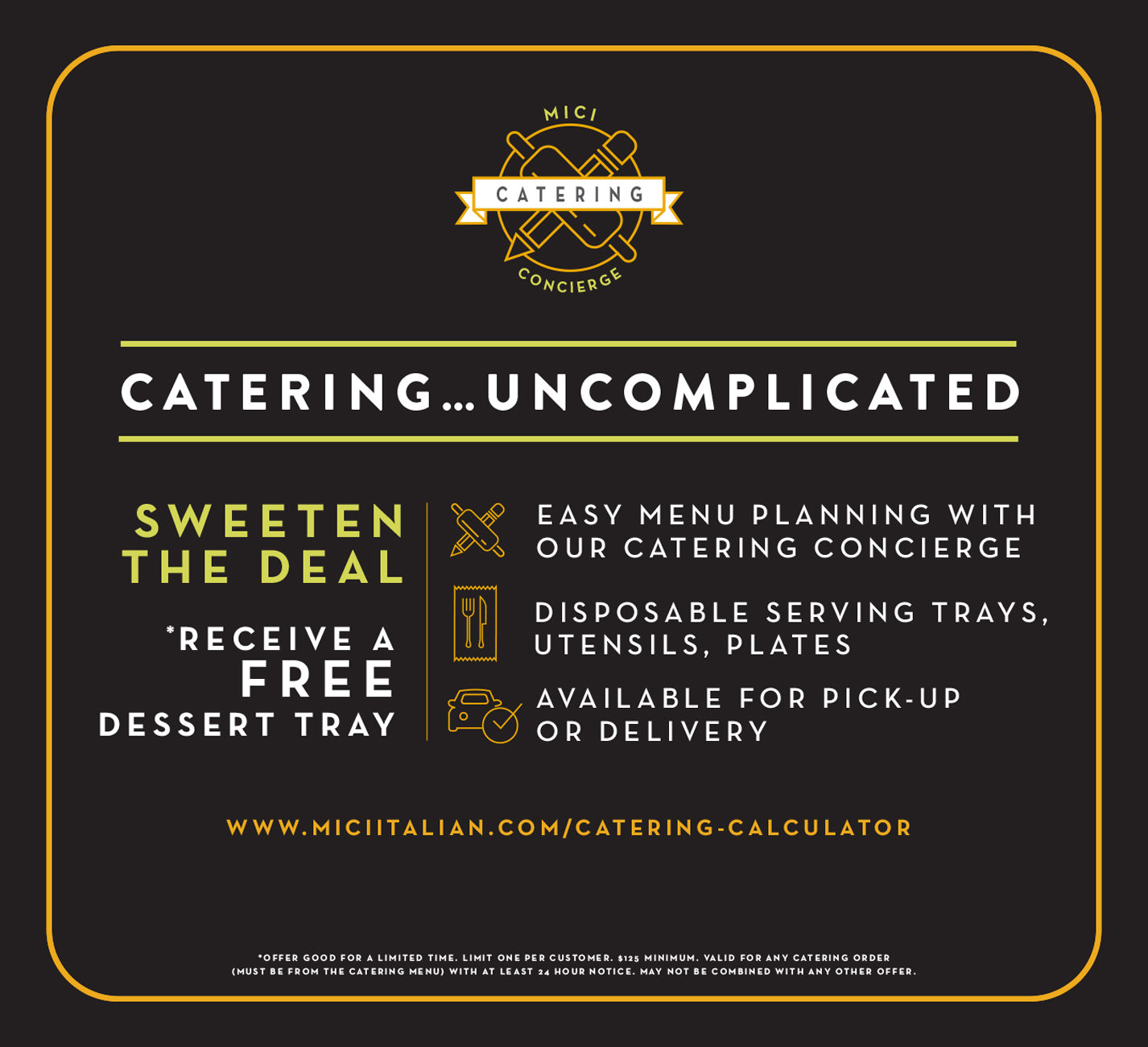Mici Handcrafted Italian – Catering POS Sign 2