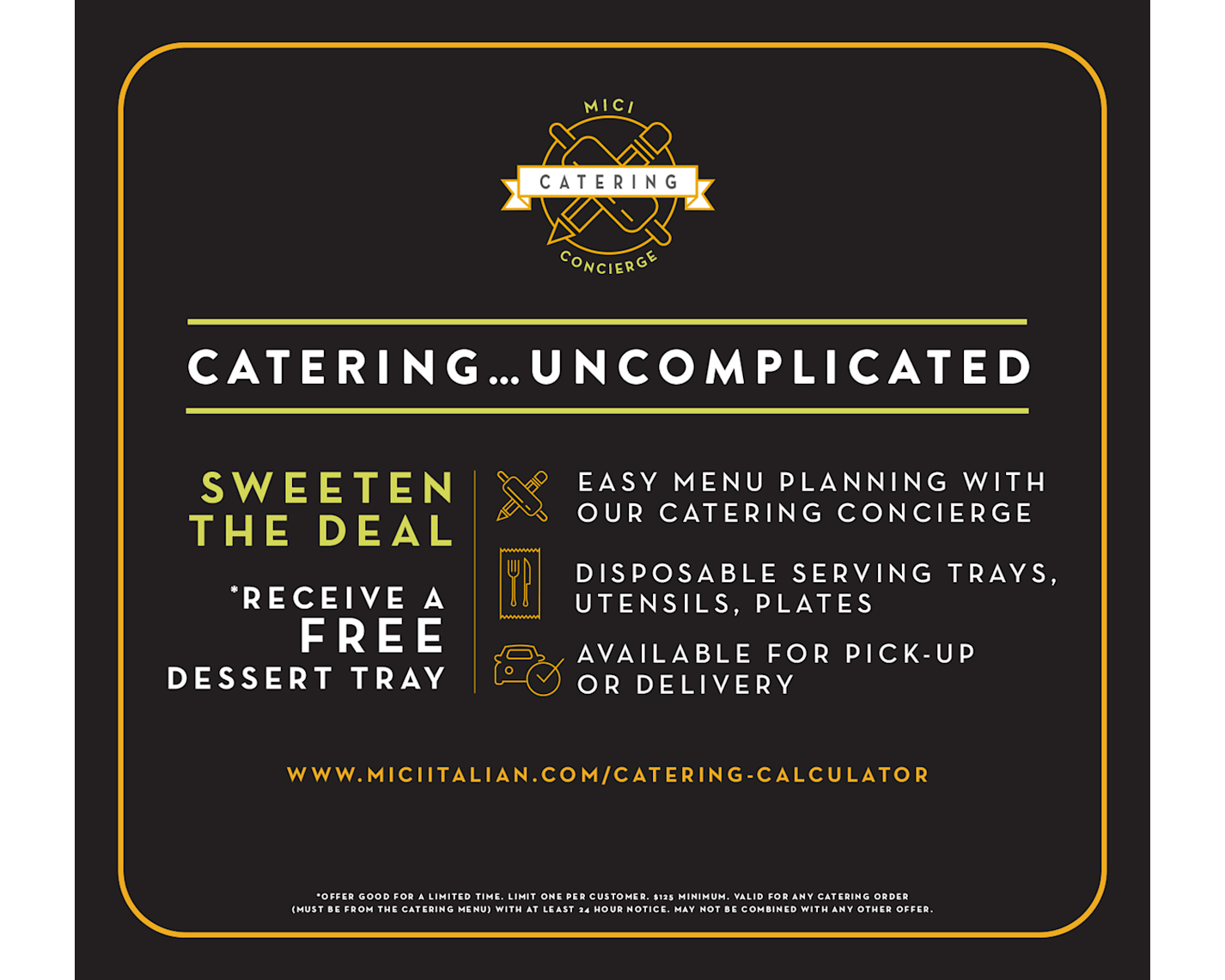 Mici Handcrafted Italian – Catering POS Sign 2