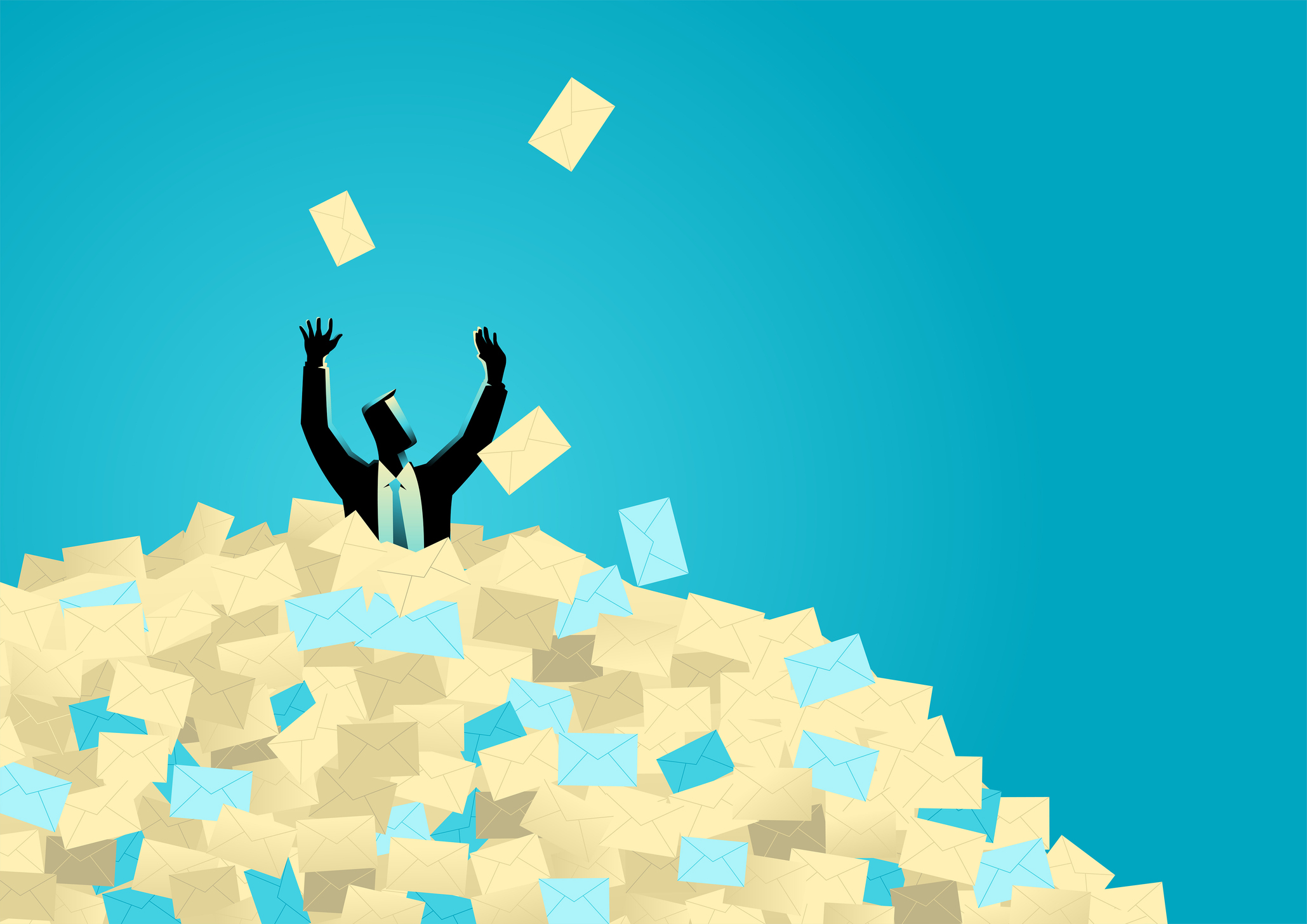 icon drowning in mail letters