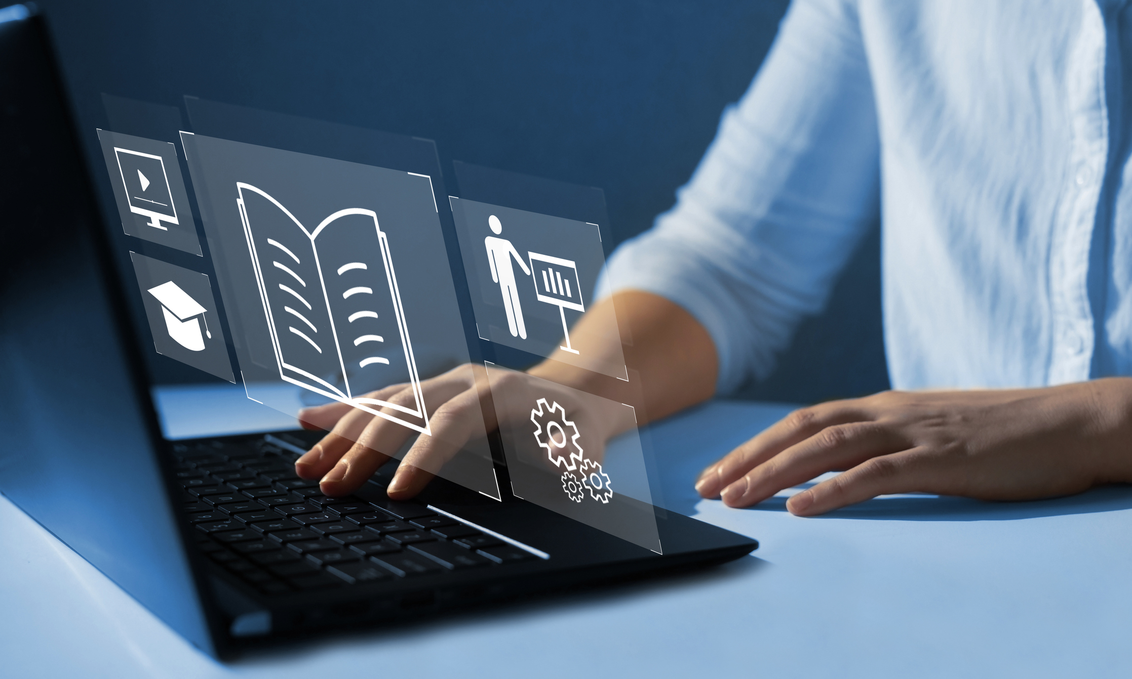 Showcasing online with video tutorials, and internet lessons, ebooks, Education and webinar on internet. Internet technology and online courses. Value of Premium Content. | Watermark