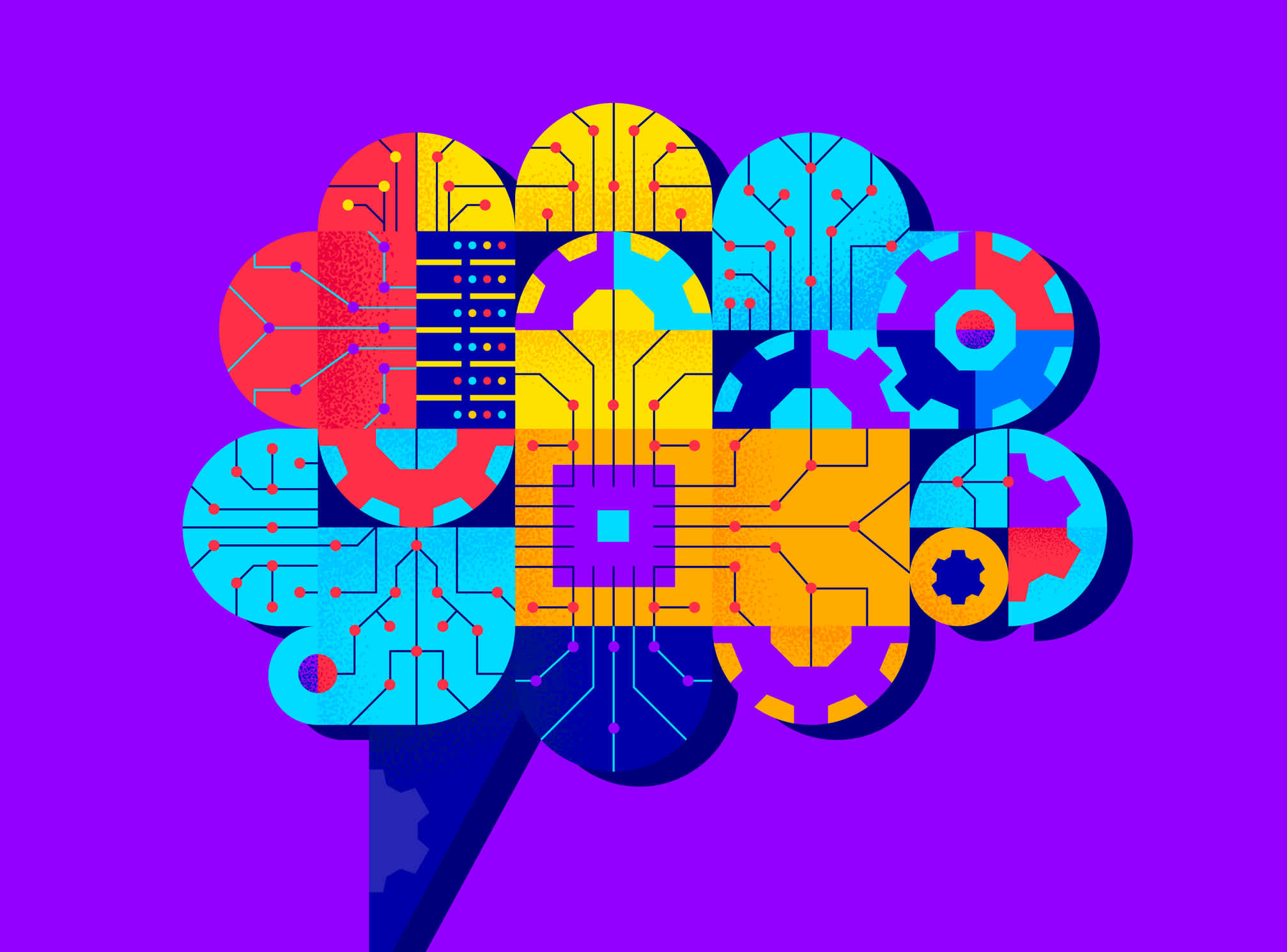 Illustration of a brain representing predictive analytics and learning