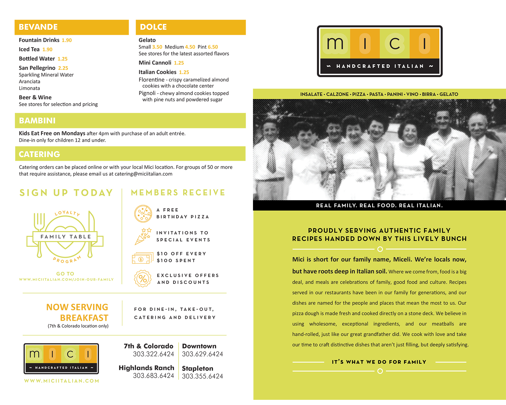 Mici Handcrafted Italian – Menu 1