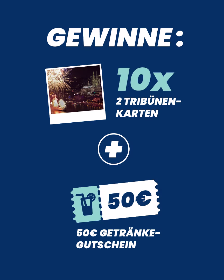 Attraktives Gewinnspiel: Verlost werden 10×2 Tribünenkarten für ein spektakuläres Event sowie ein 50€ Getränkegutschein – die perfekte Kombination aus Erlebnis und Genuss.